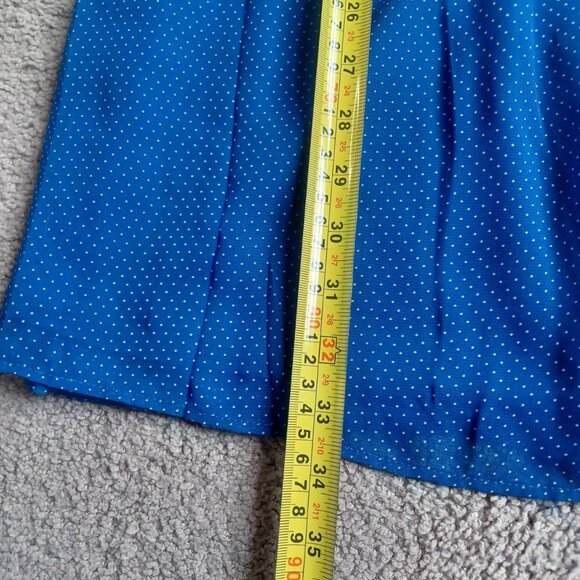 One Shoulder Dress Polka Dot Dress‎  Chiffon Blue White Dot Sz S Fairycore - Picture 4 of 10